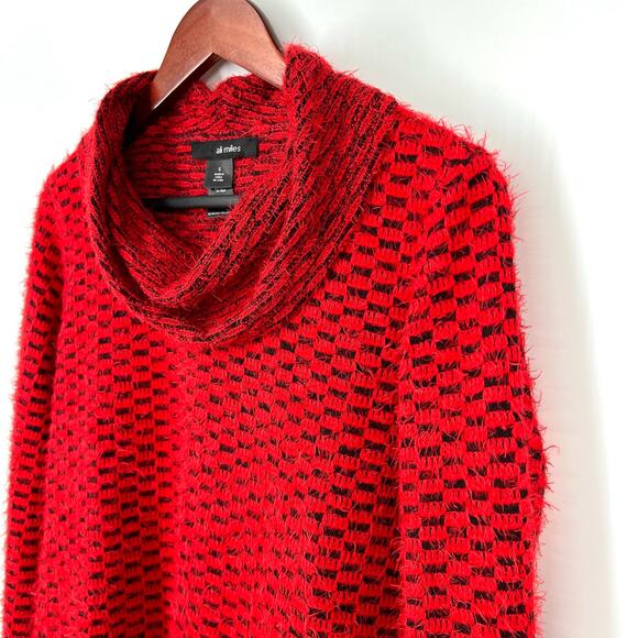 Ali Miles Sz Small Fuzzy Knit Red Sweater Blouse Shirt Top Wearable Art Holidays - Picture 5 of 9